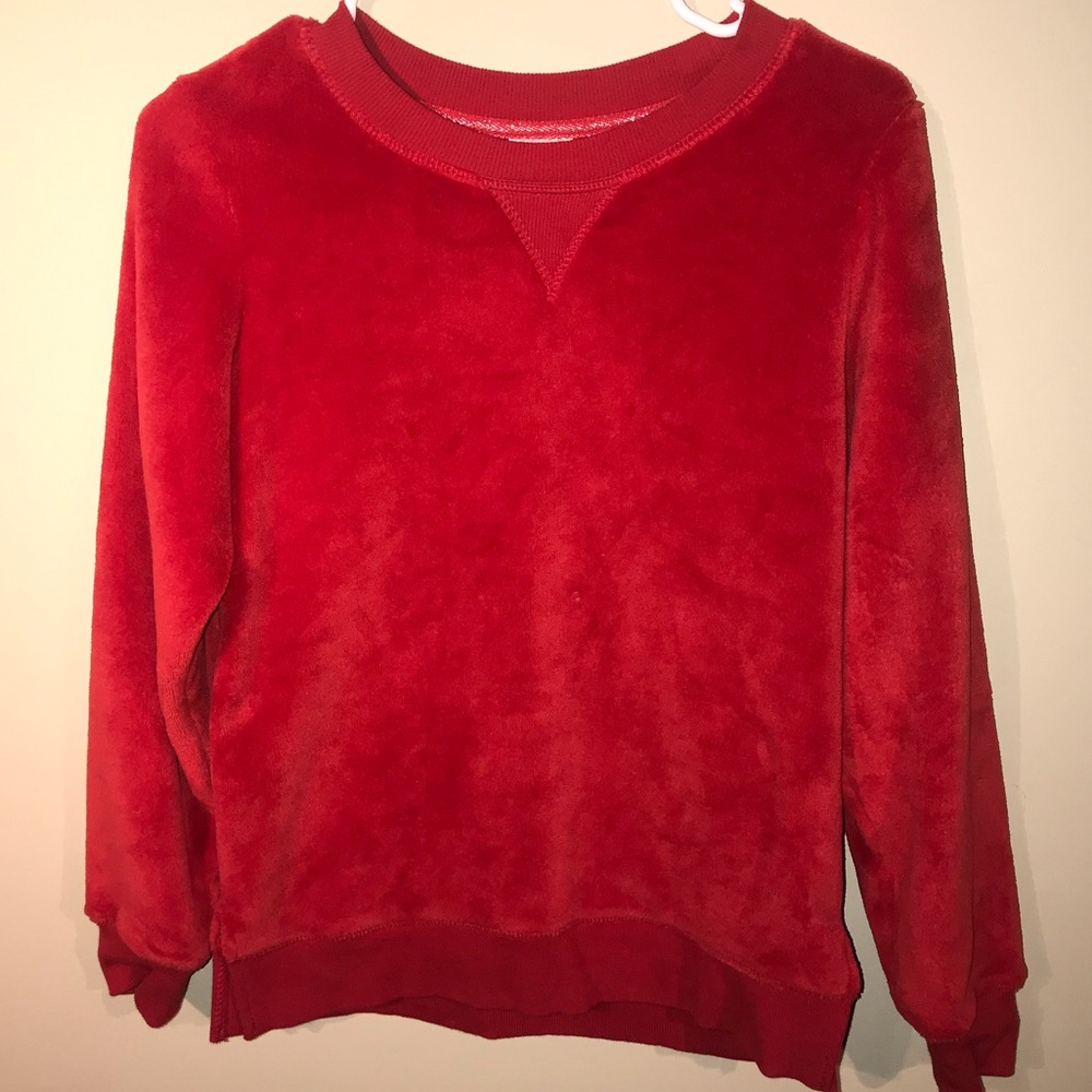 Red Fleece Sleepwear Pajama Top + Matching Eyemask